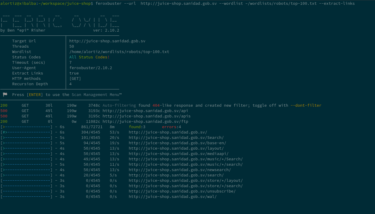 Resultado de feroxbuster